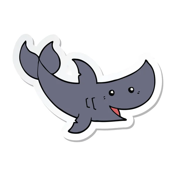 Pegatina de un tiburón de dibujos animados — Vector de stock