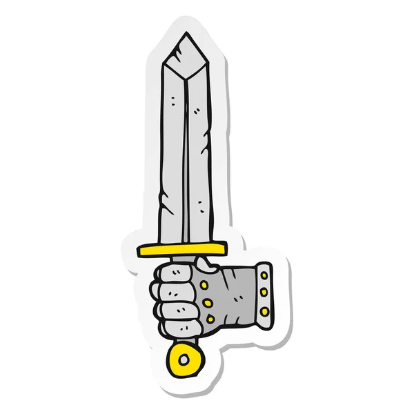 Klistermärke Cartoon Hand Hålla Svärdet — Stock vektor