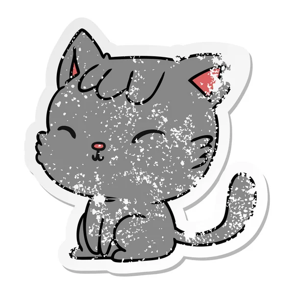 Illustrazione Cartone Animato Angosciato Simpatico Gatto Kawaii — Vettoriale Stock