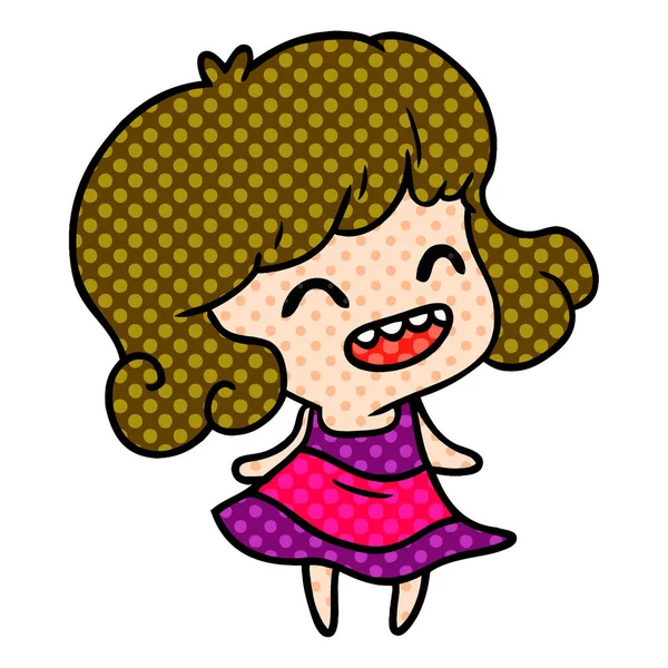 Freehand Getekende Cartoon Van Schattige Kawaii Meisje — Stockvector