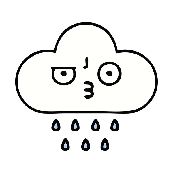 Mignon dessin animé pluie nuage — Image vectorielle