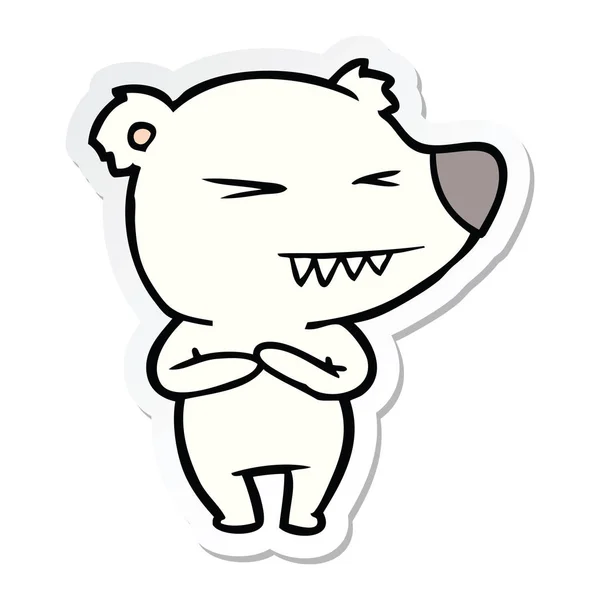 Adesivo Cartone Animato Arrabbiato Orso Polare — Vettoriale Stock
