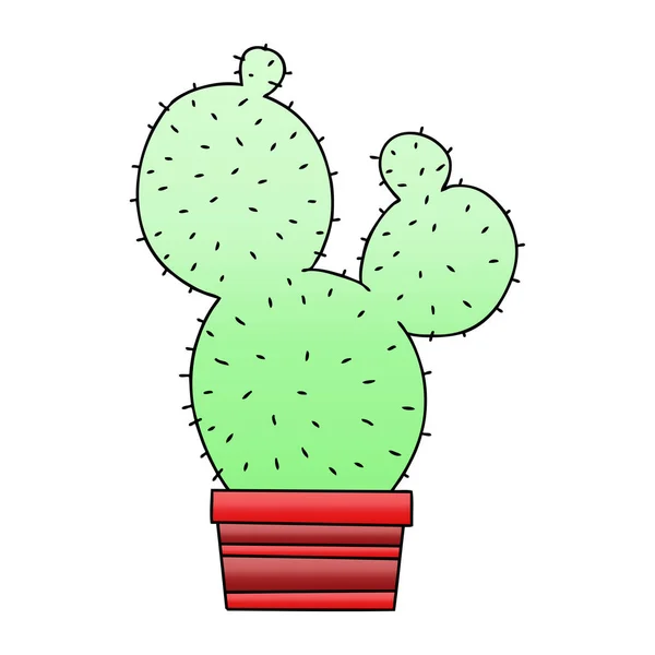 Gradiente Sombreado Peculiar Cactus Dibujos Animados — Vector de stock