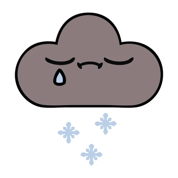 Roztomilý Kreslený Bouřkový Mrak Sněhu — Stockový vektor