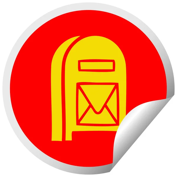 Круглий Пілінг Наклейка Мультфільм Поштової Скриньки — стоковий вектор