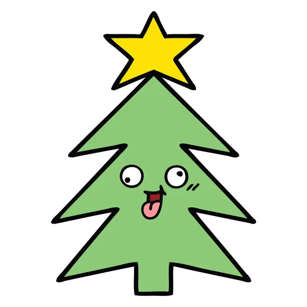 Cute Cartoon Christmas Tree — Stock Vector