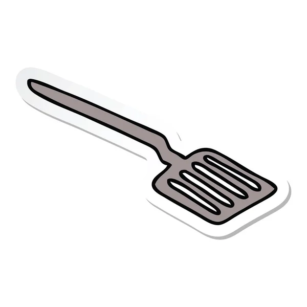 Sticker of a quirky hand drawn cartoon spatula — Stock Vector