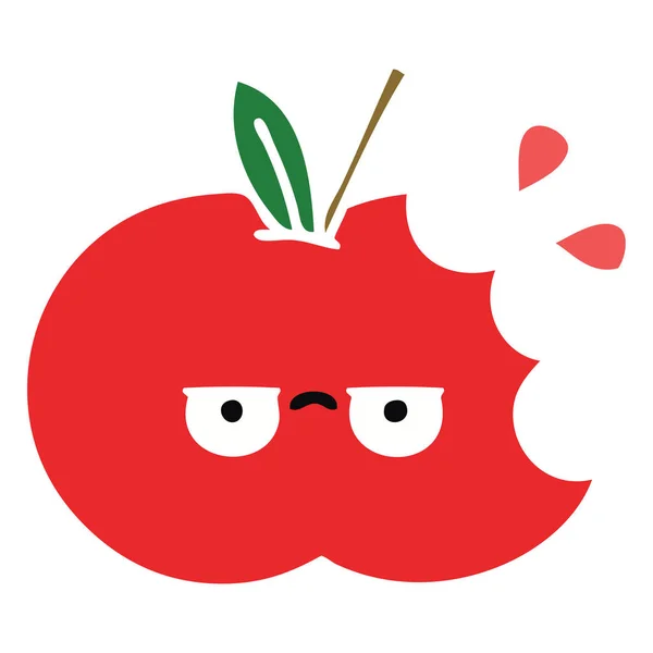 Dibujos Animados Retro Color Plano Una Manzana Roja — Vector de stock