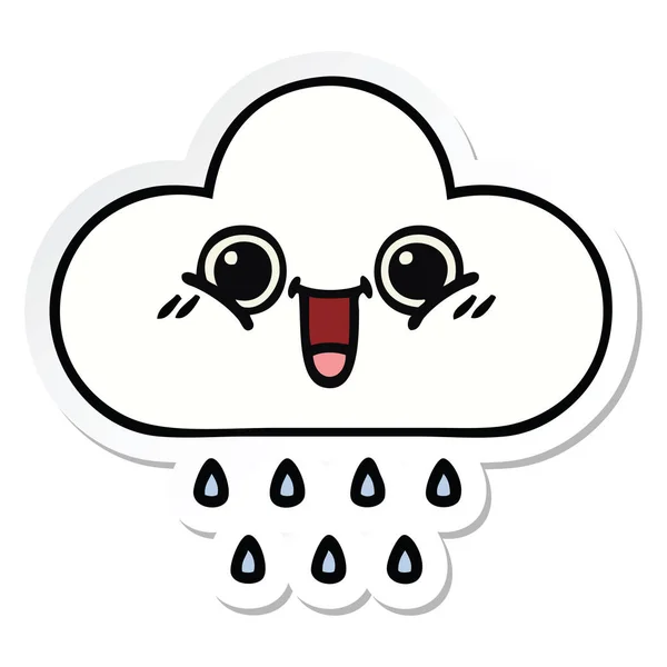 Sticker Cute Cartoon Rain Cloud — Stock Vector