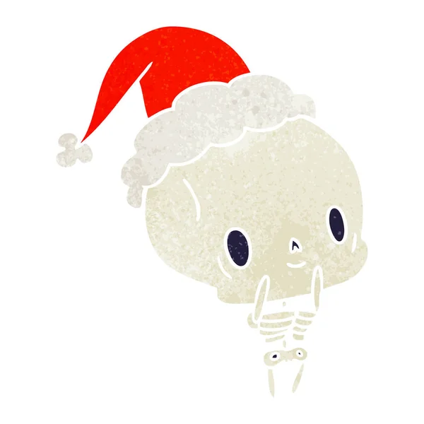 Noel Retro Karikatür Kawaii Iskeletin Çekilmiş — Stok Vektör