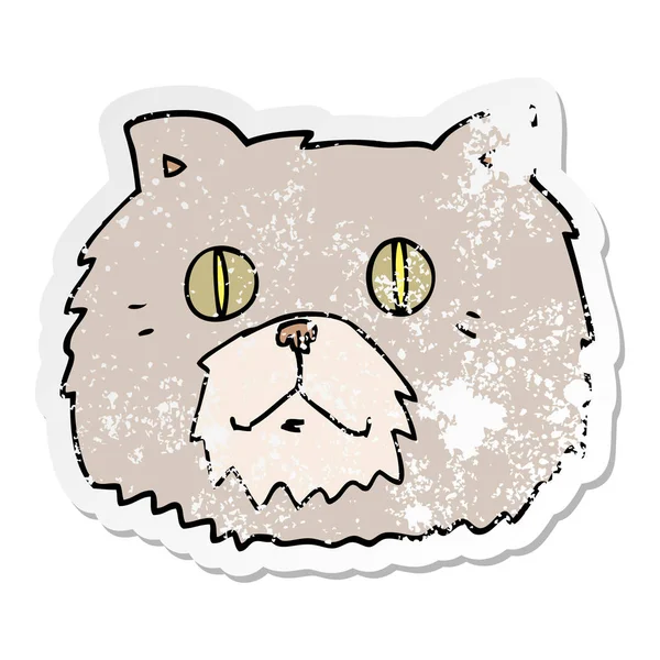 Distressed Sticker Cartoon Cat Face — Stock Vector