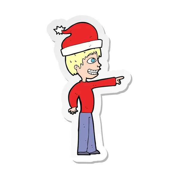 Etiqueta Homem Dos Desenhos Animados Pronto Para Natal —  Vetores de Stock