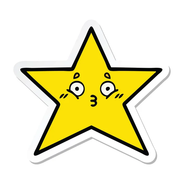 Sticker Cute Cartoon Gold Star — Stock Vector