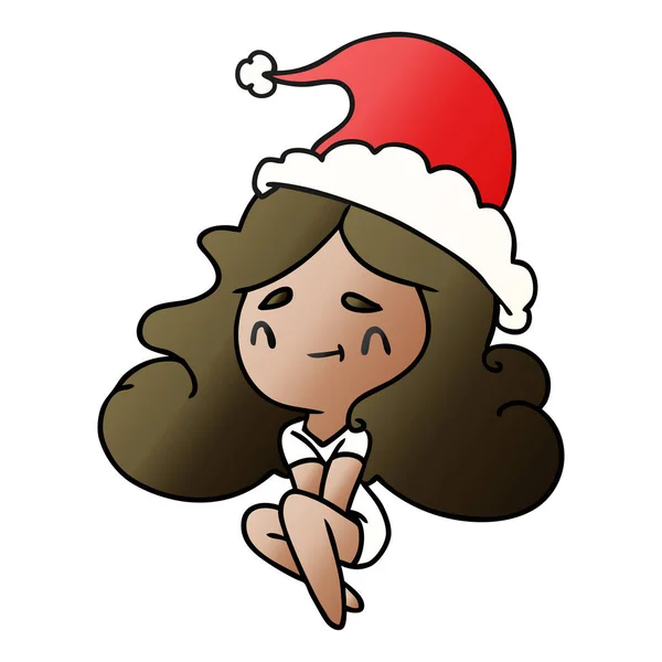 Weihnachtsgradienten Karikatur von kawaii girl — Stockvektor