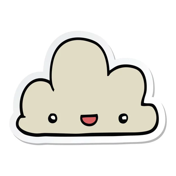 Adesivo di un cartone animato piccola nuvola felice — Vettoriale Stock