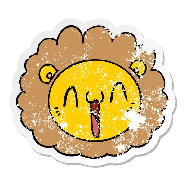 Distressed sticker of a cartoon lion face — Stock Vector