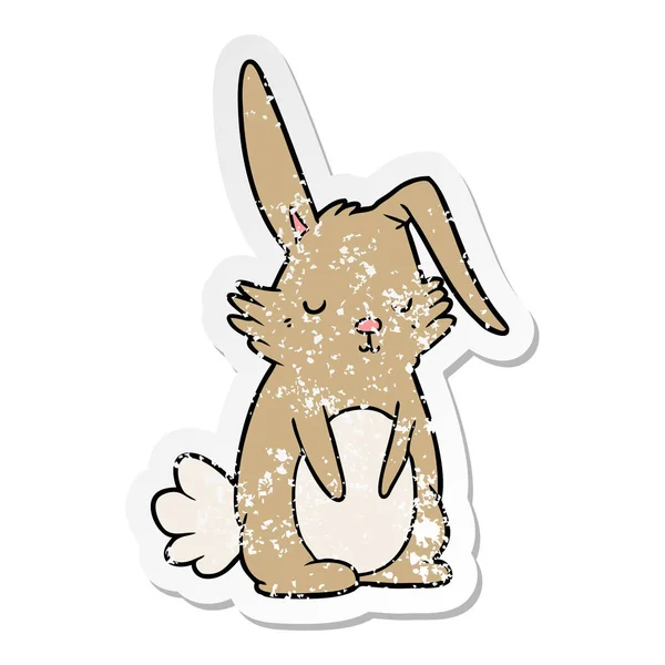 Aufkleber Eines Verschlafenen Kaninchens Cartoon — Stockvektor