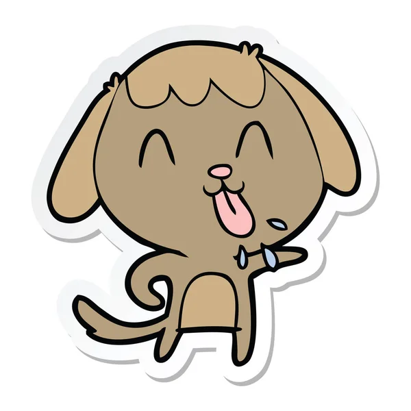 Pegatina Lindo Perro Dibujos Animados — Vector de stock