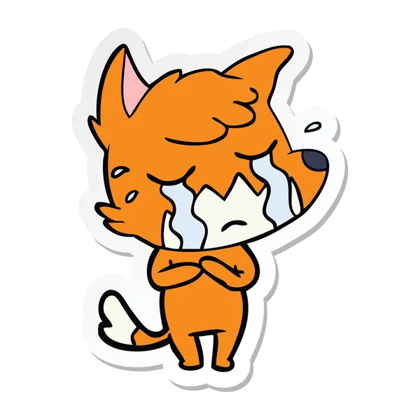 Klistermärke av en gråtande fox tecknad — Stock vektor