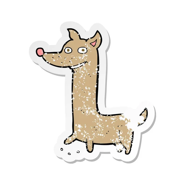 Retro noodlijdende sticker van een grappige cartoon-hond — Stockvector