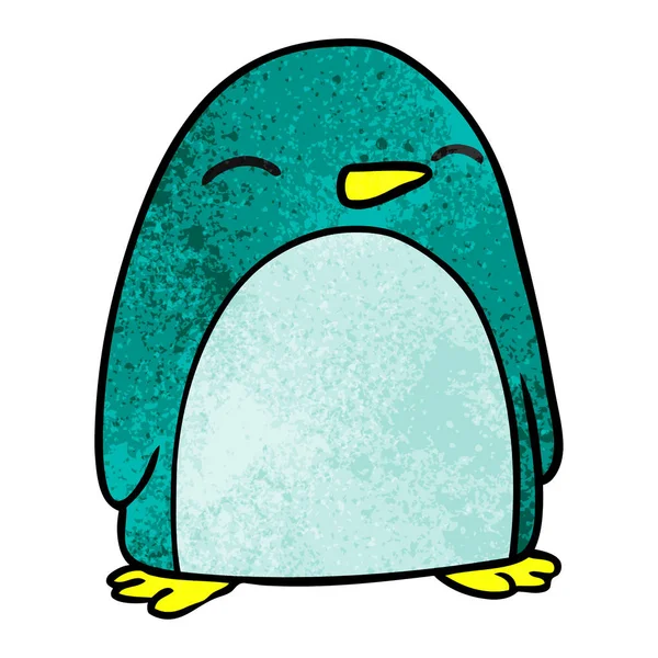 Mão Desenhada Texturizado Desenho Animado Doodle Pinguim Bonito — Vetor de Stock