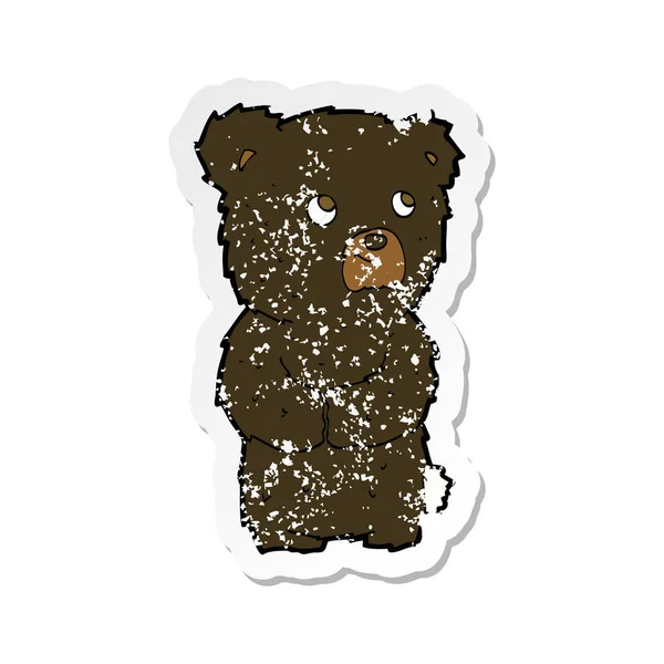 Ретро стресова наклейка мультфільму чорний ведмідь дитина — стоковий вектор