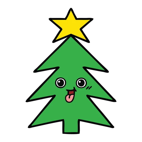 Lindo Dibujo Animado Árbol Navidad — Vector de stock