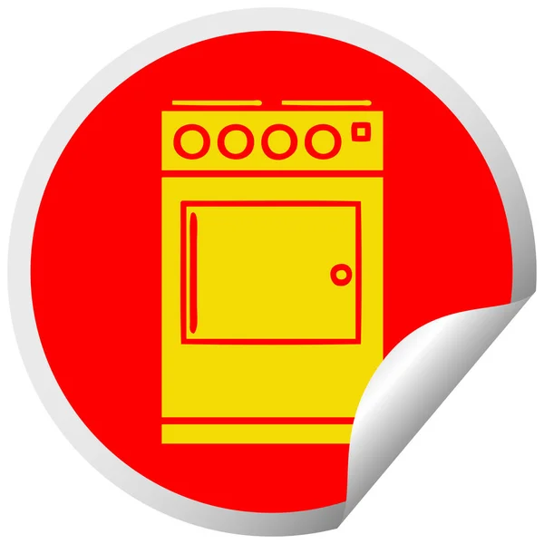 Circular Peeling Sticker Cartoon Oven Cooker — Stock Vector