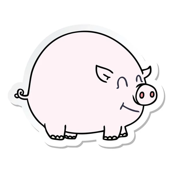 Etiqueta de um porco desenho animado mão peculiar — Vetor de Stock