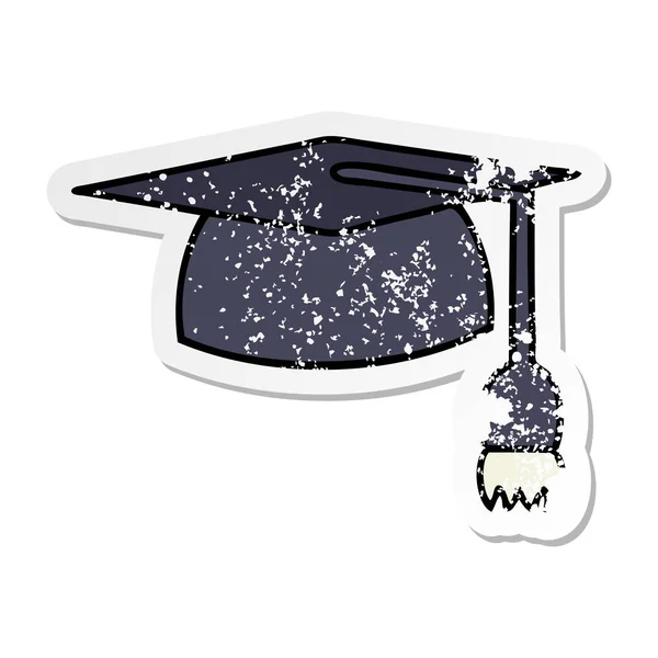 Αναξιοπαθούντα αυτοκόλλητο του ένα χαριτωμένο κινούμενα καπέλο αποφοίτησης — Διανυσματικό Αρχείο
