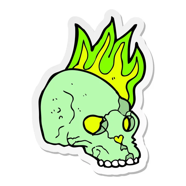 Sticker Cartoon Spooky Skull — Stock Vector