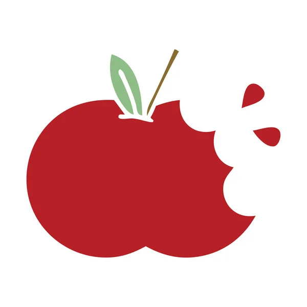 Düz Renk Retro Karikatür Bir Kırmızı Elma — Stok Vektör