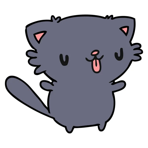 Desenho animado de gato kawaii bonito — Vetor de Stock