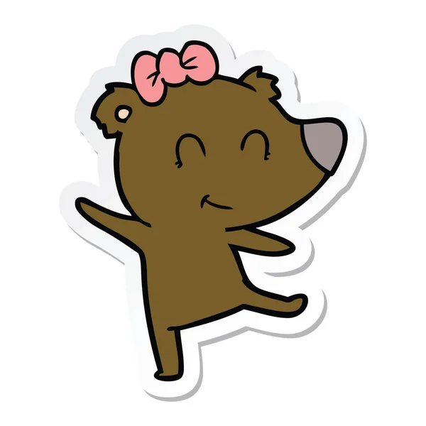 Etiqueta de um desenho animado urso fêmea — Vetor de Stock