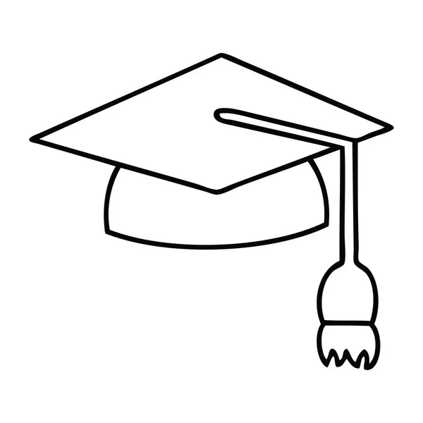 Línea dibujo dibujos animados graduación gorra — Archivo Imágenes Vectoriales