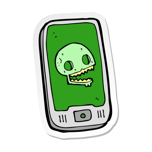 Sticker Van Een Cartoon Virus Mobiele Telefoon — Stockvector