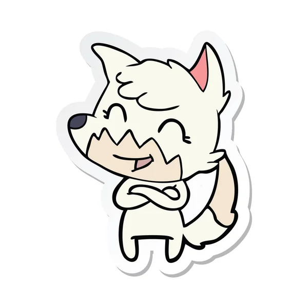 Sticker Happy Cartoon Fox — Stock Vector