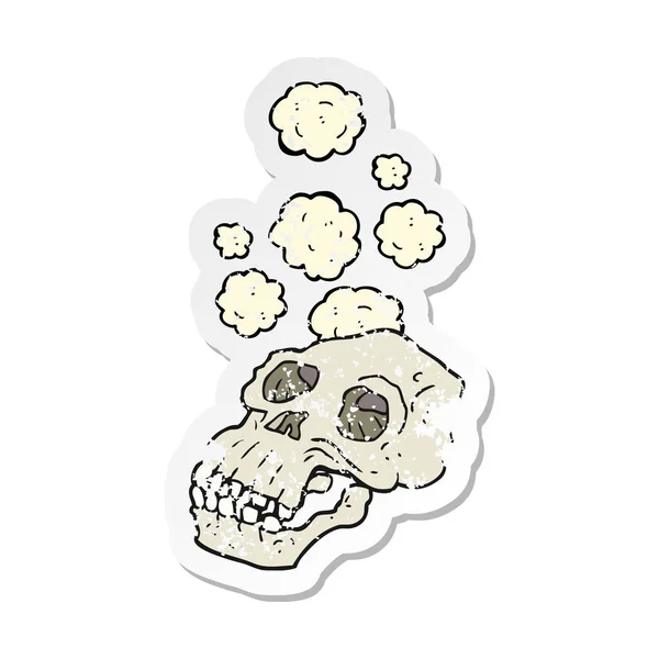 Retro Distressed Sticker Cartoon Ancient Skull — Stock Vector