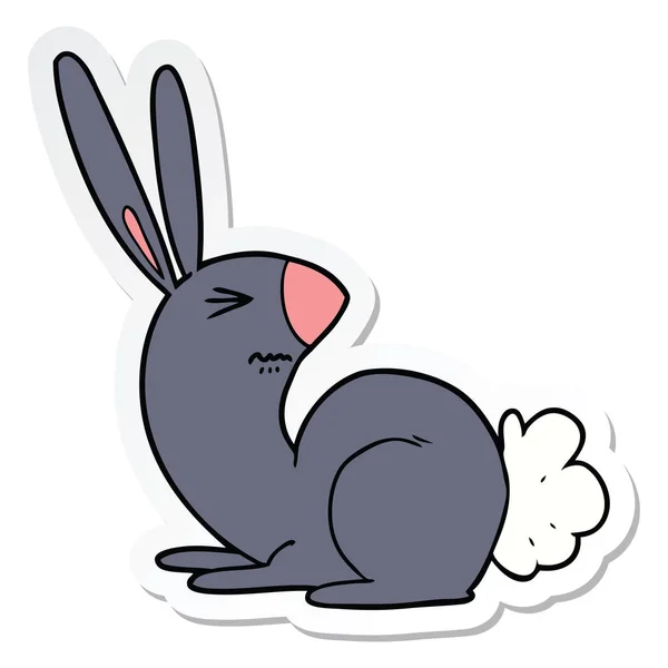 Sticker Cartoon Annoyed Rabbit — Stock Vector