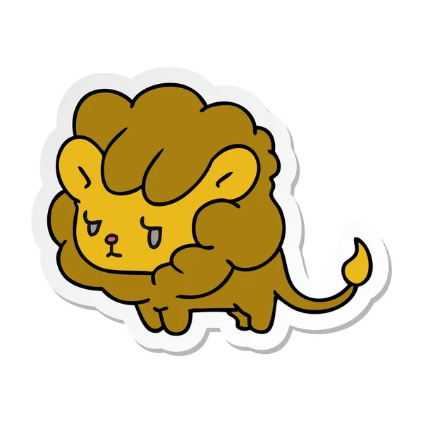 Etiqueta Desenho Animado Ilustração Kawaii Bonito Leão Filhote — Vetor de Stock