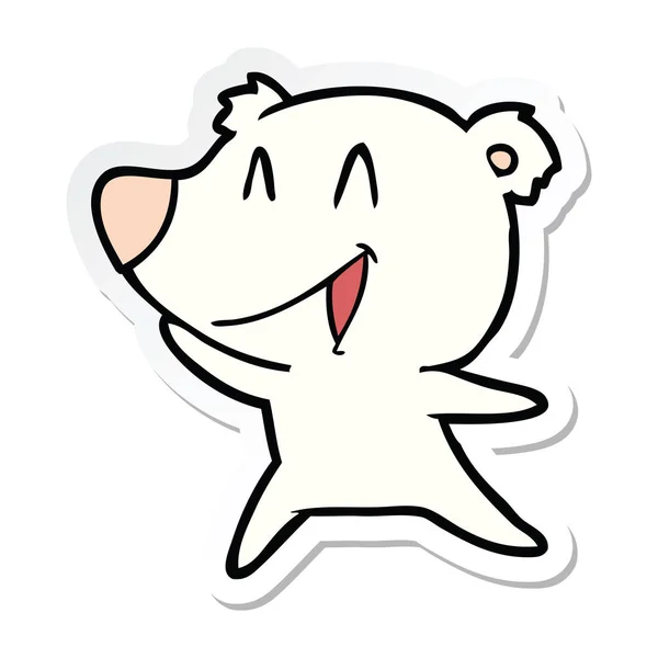 Sticker Laughing Polar Bear Cartoon — Stock Vector