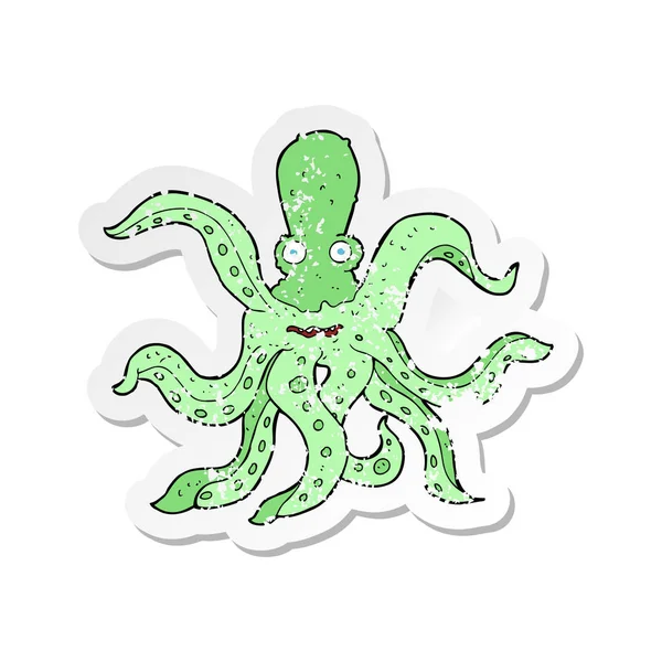 Retro noodlijdende sticker van een cartoon giant octopus — Stockvector
