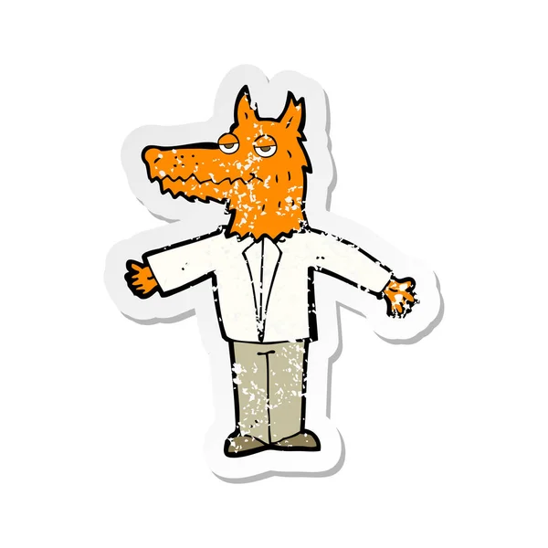 Retro Distressed Sticker Cartoon Wolf — Stock Vector