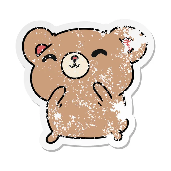 Angustiado Adesivo Desenho Animado Ilustração Kawaii Bonito Feliz Urso — Vetor de Stock