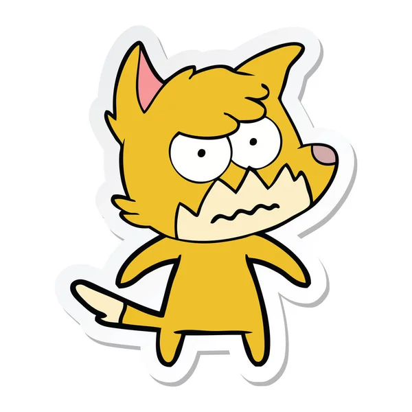 Sticker Cartoon Annoyed Fox — Stock Vector