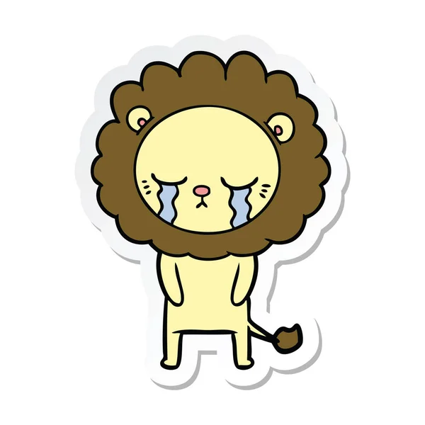 Sticker van een huilende cartoon Leeuw — Stockvector