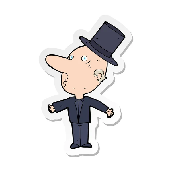 Sticker Cartoon Man Wearing Top Hat — Stock Vector