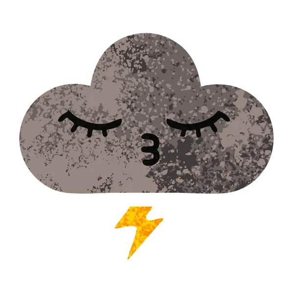 Retro obrázek styl kreslených bouřkový mrak — Stockový vektor