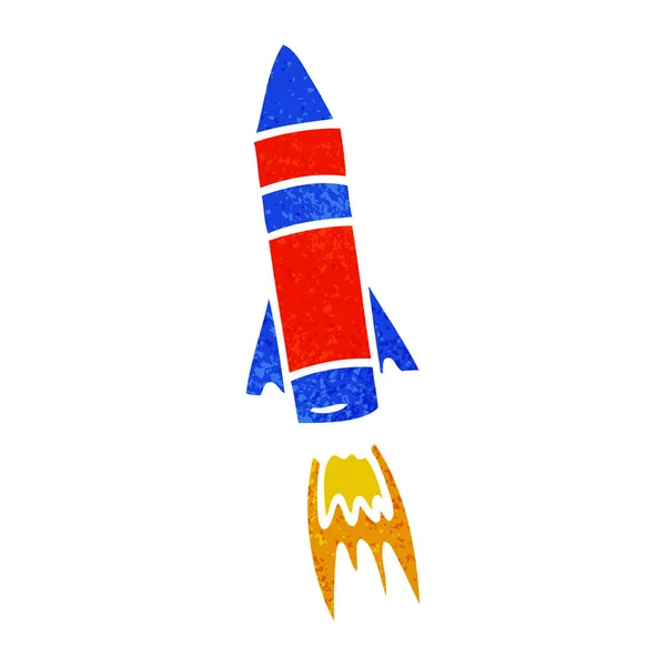 Desenho Animado Retro Desenhado Mão Doodle Foguete Espacial — Vetor de Stock