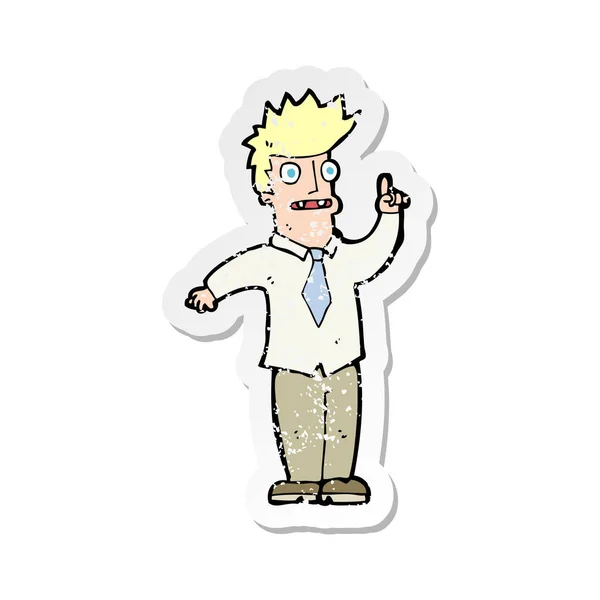Retro Distressed Sticker Cartoon Man Idea — Stock Vector